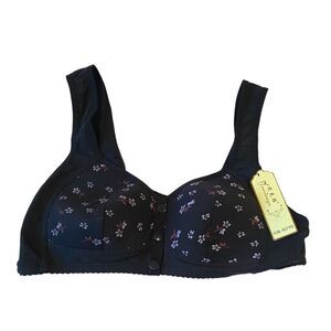 1221 Flower Printed Bra 38D Front Snap Closure Comfortable NWT